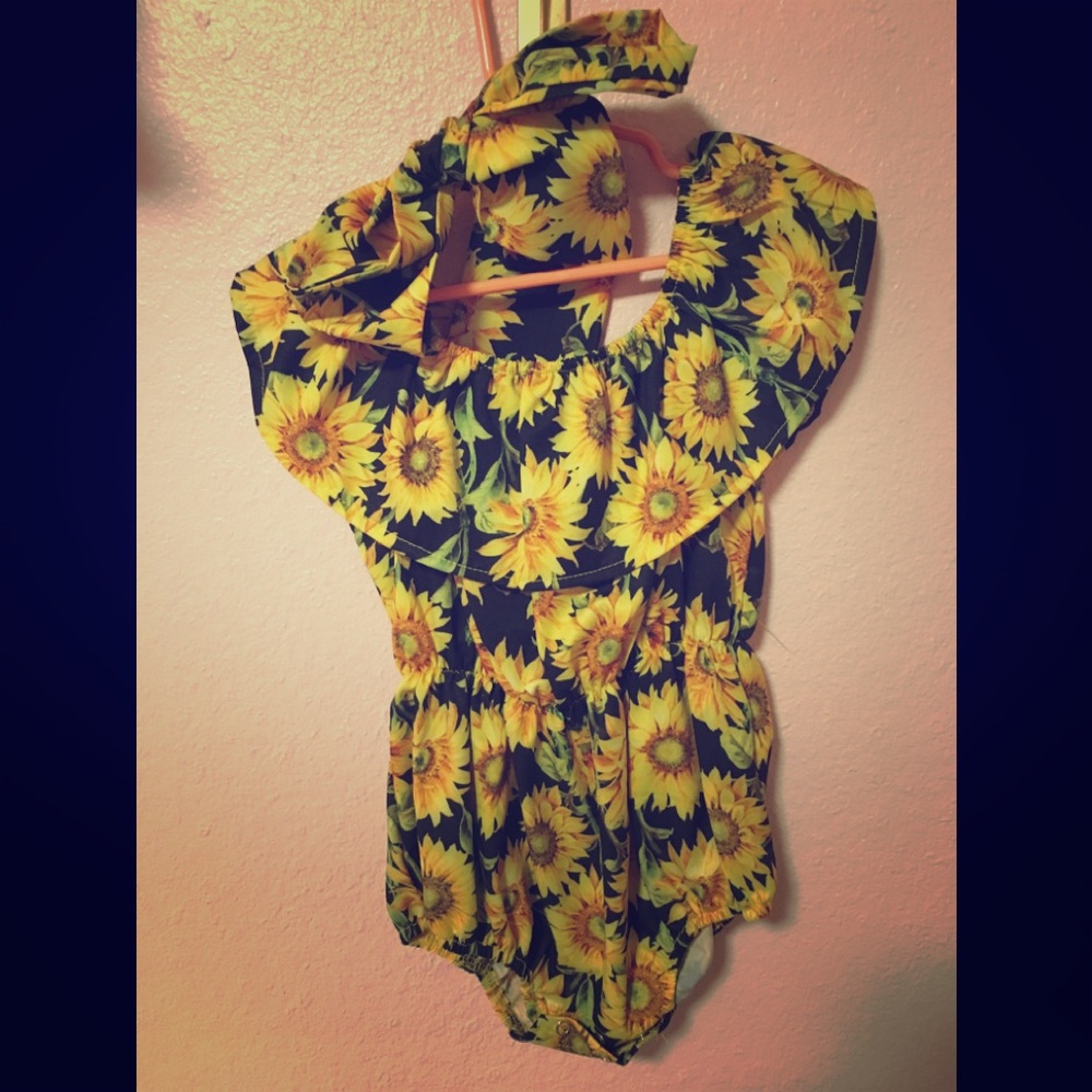 Adorable sunflower romper